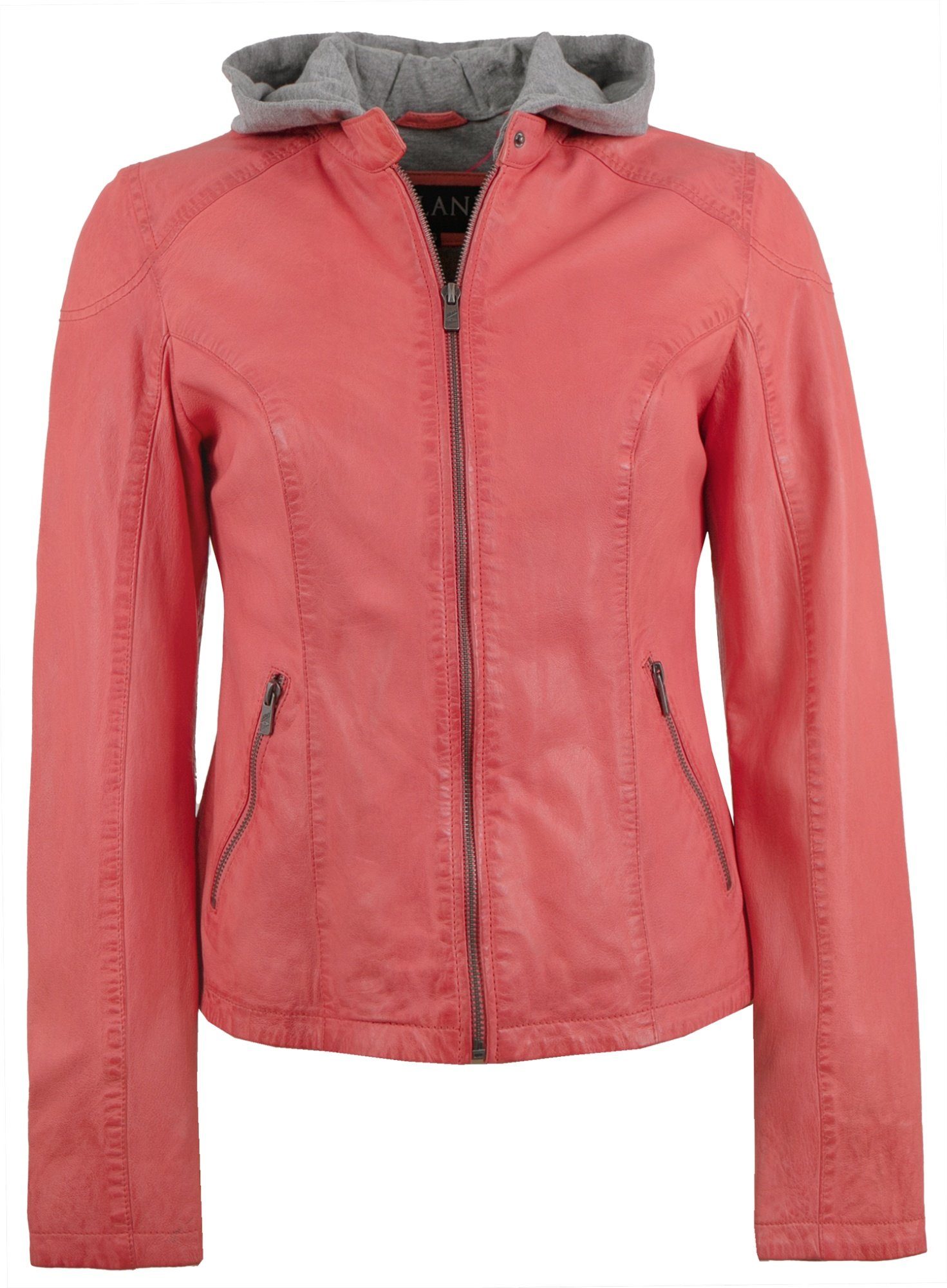 Lederjacke lachs Damen Kapuze Jilani Echtleder Lederjacke Delea Lammnappa