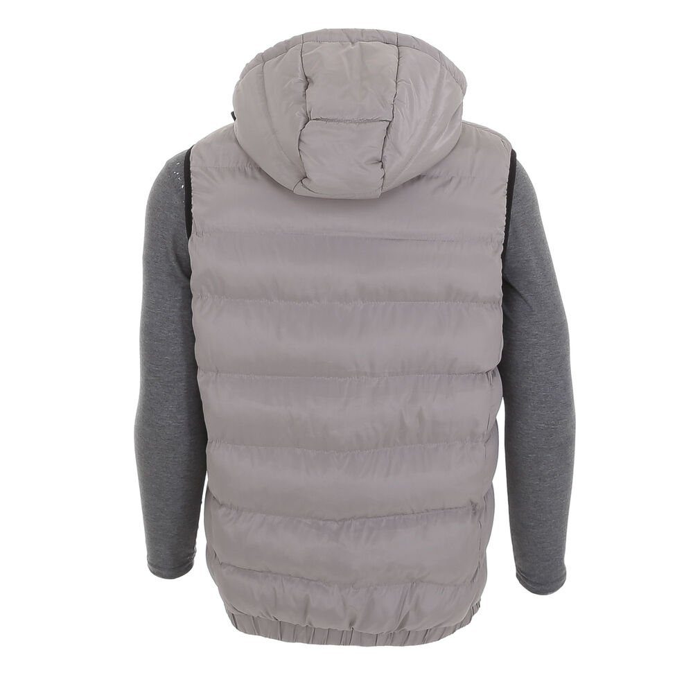 Ital-Design Funktionsjacke Herren Freizeit Weste Kapuze (abnehmbar) Gefüttert Jacke in Grau