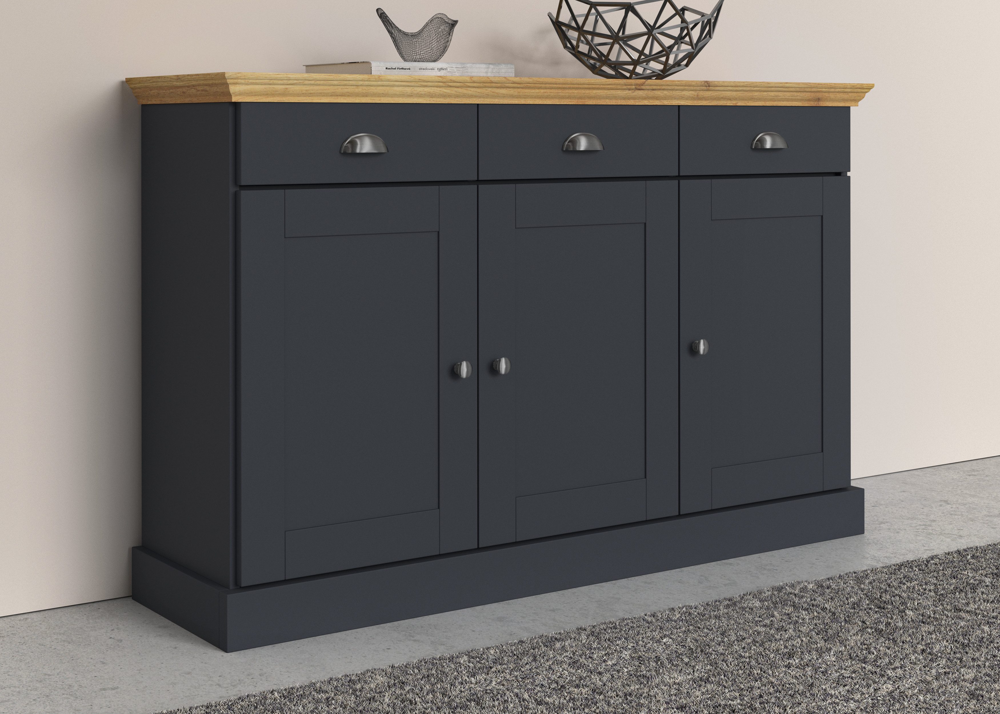 OTTO home Sideboard Motala, Kommode, 3 Schubladen und 2 verstellbare Einlegeböden, Breite 125 cm