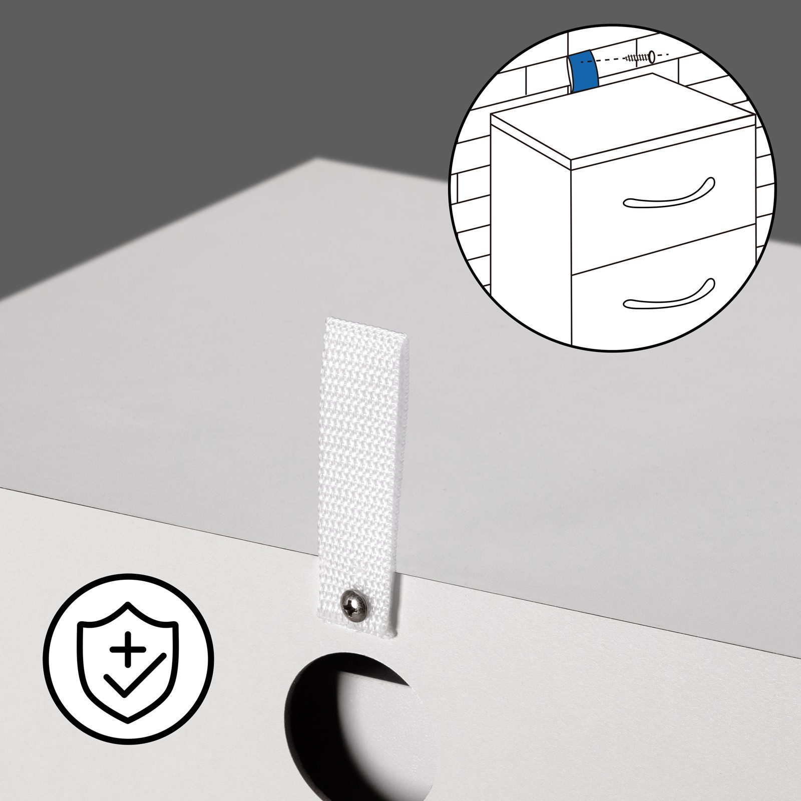 Casaria Nachttisch Eloise (1-St), mit 3 Schubladen Kabelführung Wandbefestigung Boxspringbett