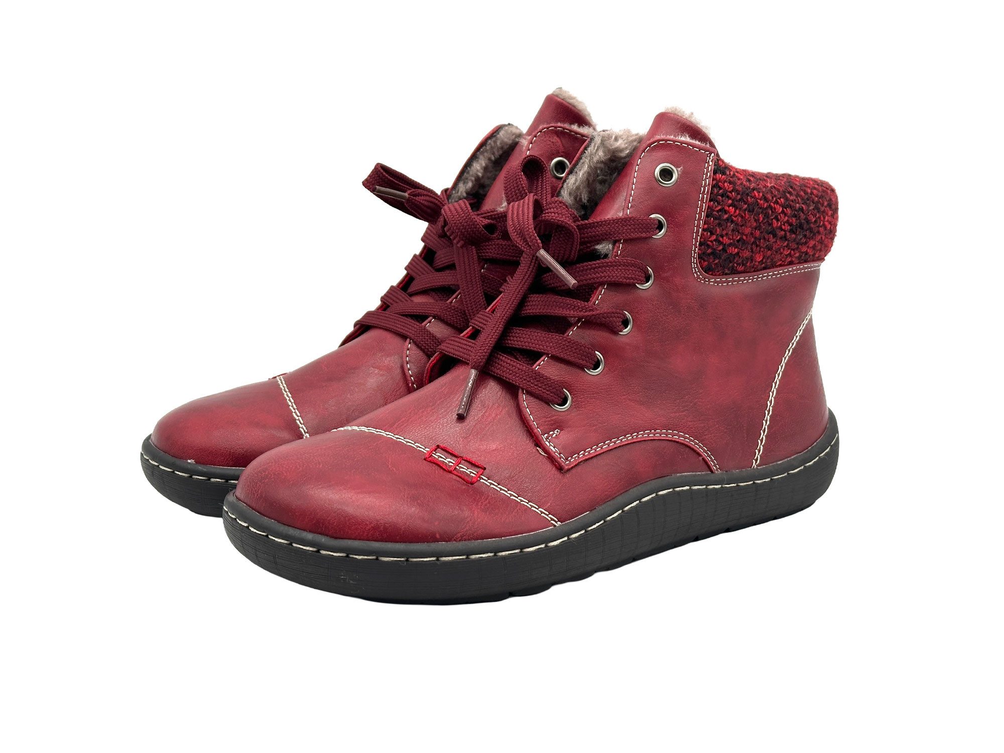 Nowaland Bequeme Damen Winterstiefeletten mit Reißverschluss Winterstiefelette Dekorative Schnürung, wärmendes Innenfutter und flexible Laufsohle