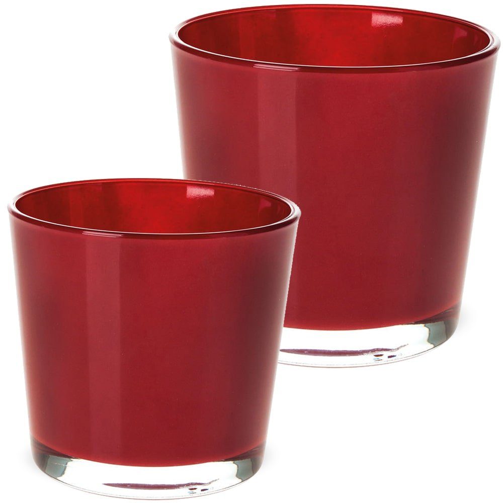 cm rot Pflanzgefäß rund HOME 11,5 Teelichtglas matches21 Übertopf HOBBY Blumentopf (1 & St) Glastopf