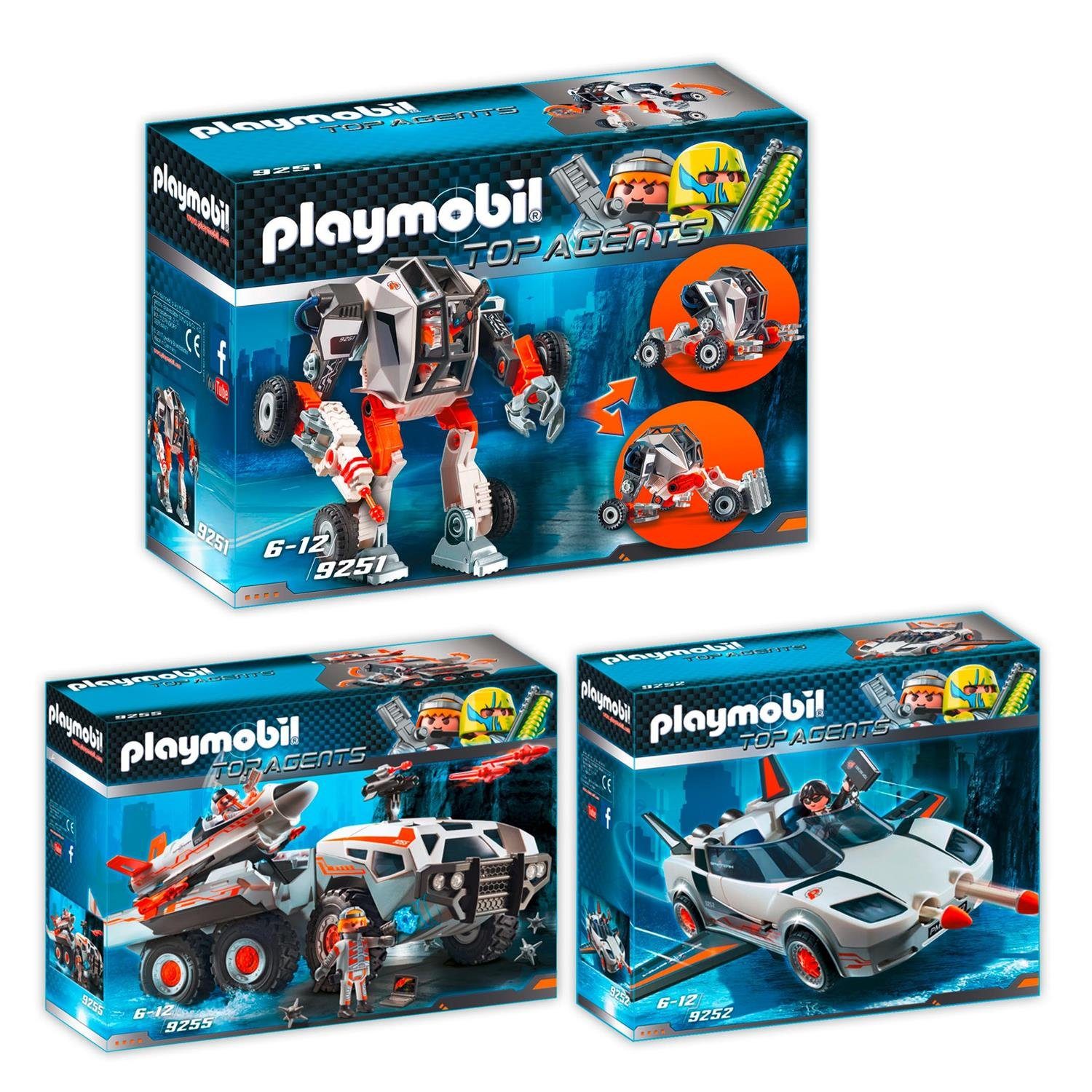 Playmobil® Spielbausteine 9251-51-55 Top Agents Set 4 - 3er Set 9251 + 9252  + 9255