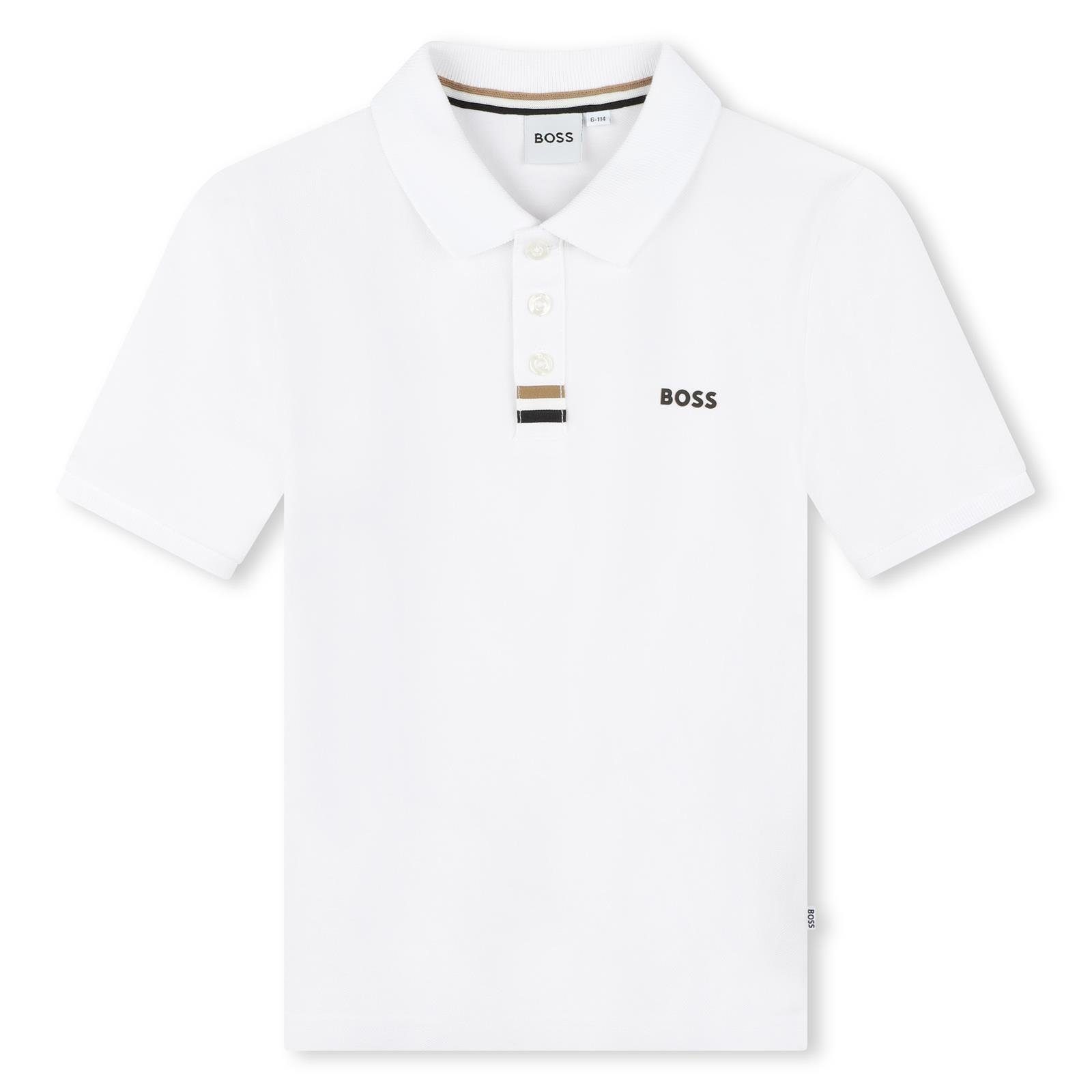 BOSS Poloshirt BOSS Kids Poloshirt weiß mit schwarzem Logo