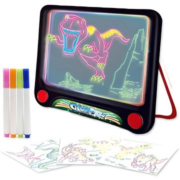 Retoo Zaubertafel LCD 12'' Schreibtafel Zeichenbrett Kinder Tablet Maltafel Zeichenboard, (Set, Grafiktablet, 4 x Marker, Tuch, 3 x Vorlage), Kompetenzentwicklung, Leicht zu transport und aufzubewahren, Sparsam