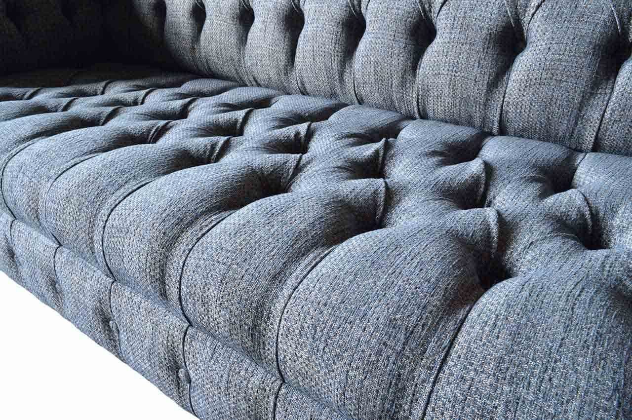 In Zimmer, Europe Sofa Sofas JVmoebel Grau Dreisitzer Couch Polster Chesterfield Design Made Sofa