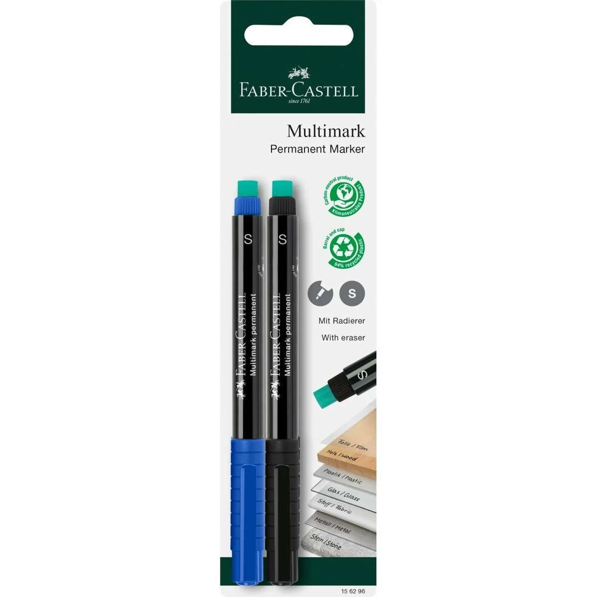 Faber-Castell Permanentmarker 156296 Permanent-Marker Schwarz, Blau 2 Stück(e)
