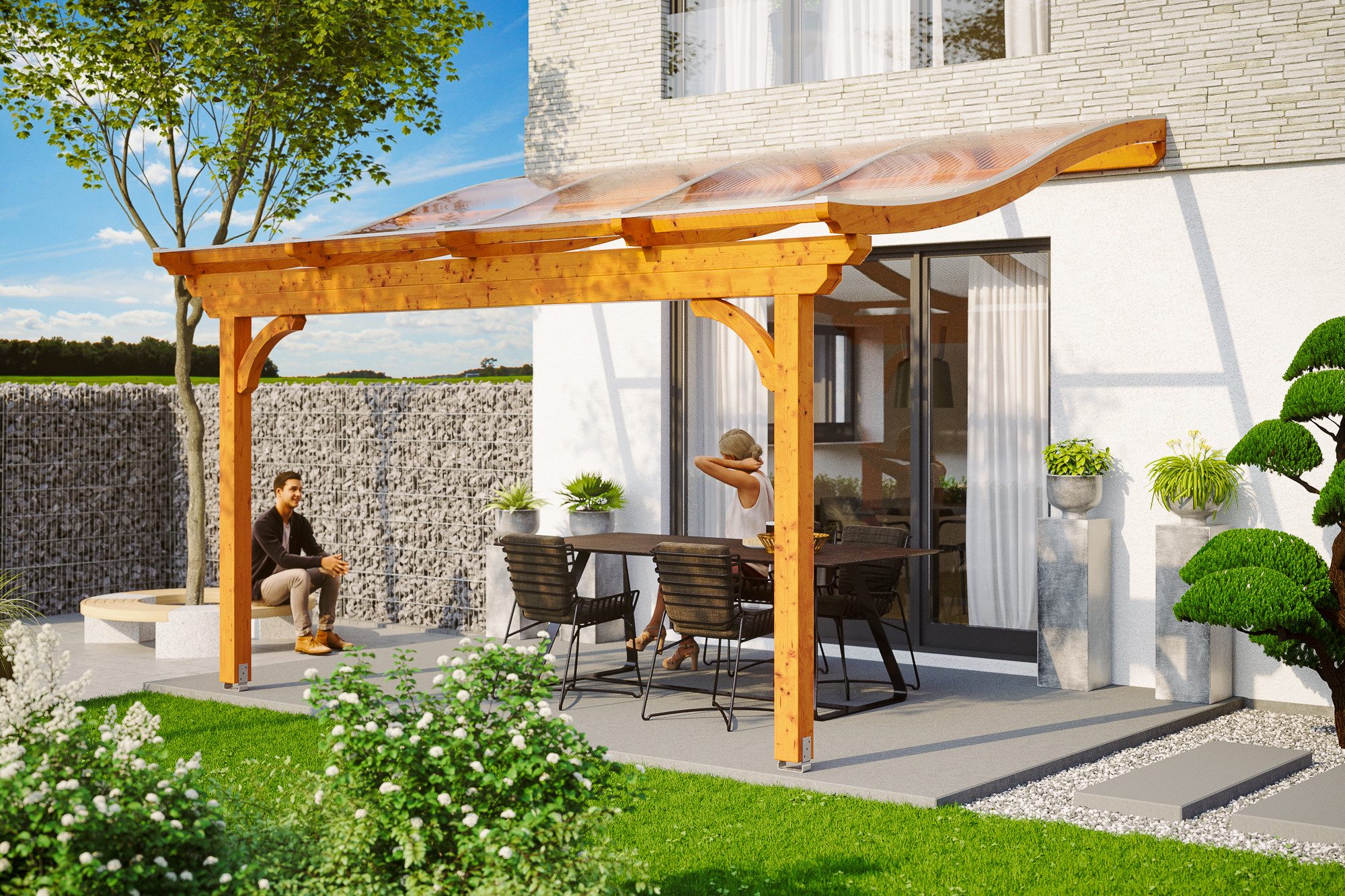 Thumbnail - Skanholz Terrassendach Verona, BxT: 434x239 cm, Bedachung Doppelstegplatten, Leimholz