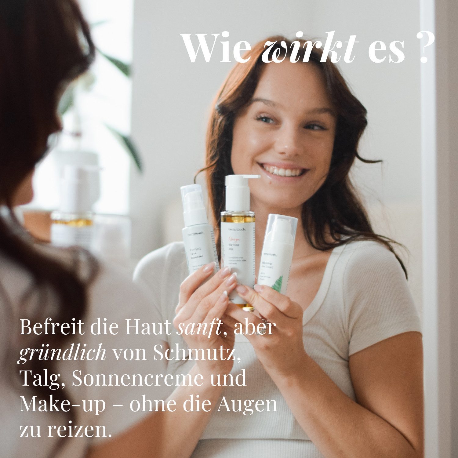 Hemptouch Gesichtsreinigungsgel Cleansing Oil mit Squalan, Hanf- & Traubenkernöl, entfernt sanft und gründlich Schmutz, Talg, Sonnenfilter und Make-up