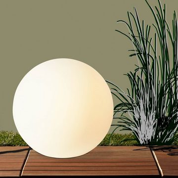 Lightbox Außen-Stehlampe, ohne Leuchtmittel, Außen-Lichtkugel 80cm, 1x E27 max. 60W, Kunststoff, weiß