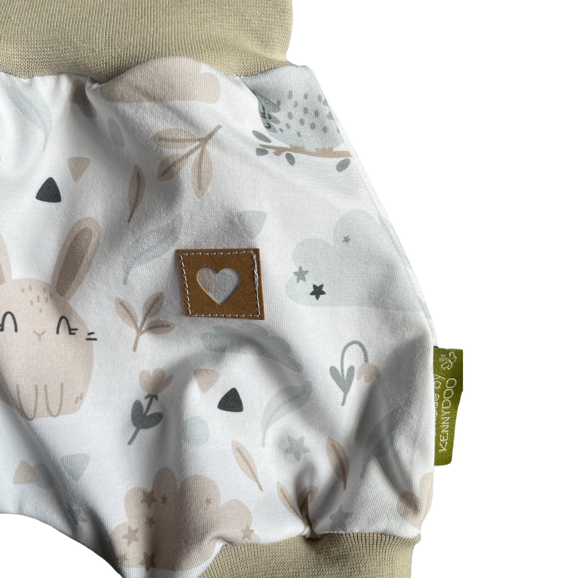 kennydoo Body & niedlichem Baby Shorts Set "Hase teilig) mit (2 Kinder- Design & Eule" taupe/weiß