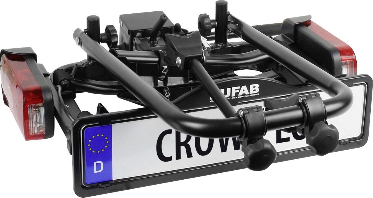 EUFAB Kupplungsfahrradträger CROW PLUS, für max. 2 Räder, abschließbar,  Schienenart: stabile Stahlschienen mit Kunststoffradhalterung