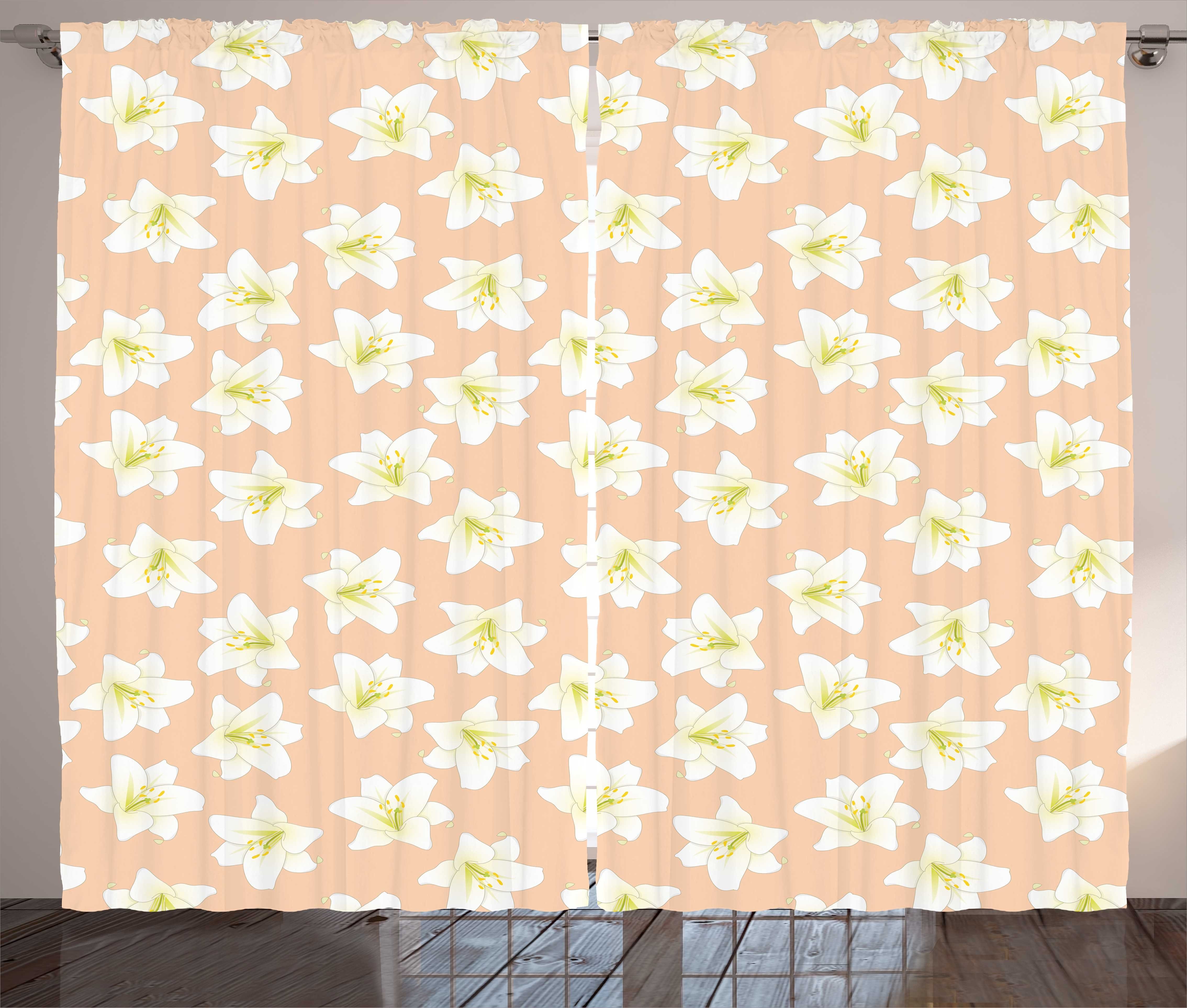 Gardine Schlafzimmer Kräuselband Vorhang mit Abstrakt Abakuhaus, Haken, und Blumen Schlaufen Madonnen-Lilie