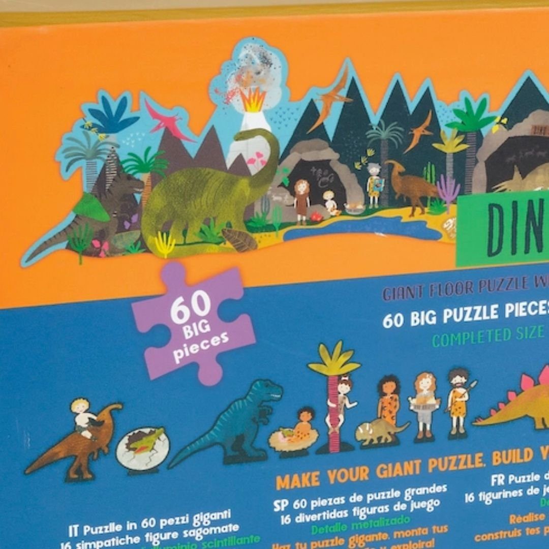 suebidou 3D-Puzzle 60 teiliges Riesenpuzzle mit Figuren "Dino" Pop Out Bodenpuzzle, 60 Puzzleteile, nachhaltig, kreativ