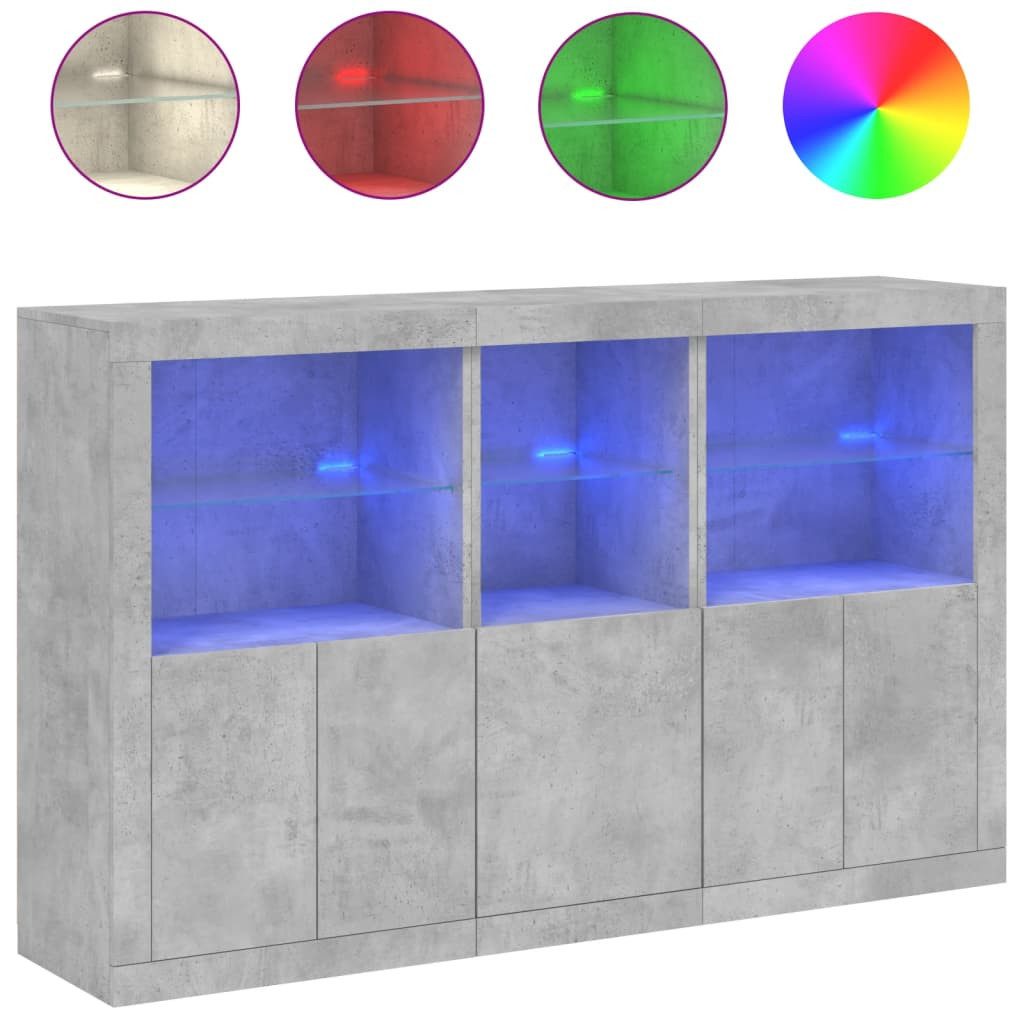vidaXL Sideboard Sideboard mit LED-Leuchten Betongrau günstig online kaufen