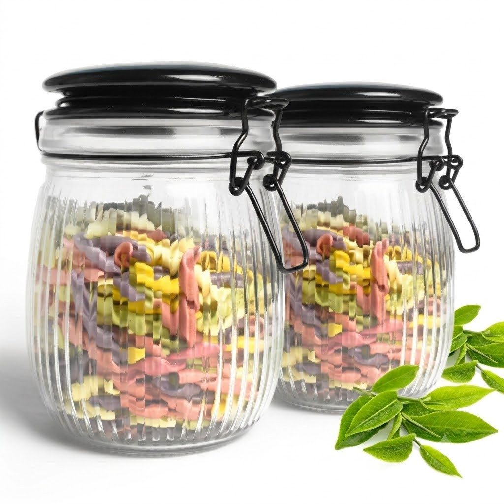 Sendez Vorratsglas 2 Bügelgläser 720ml Glasbehälter, Glas, (2-tlg., Vorratsglas), mit Keramikdeckel