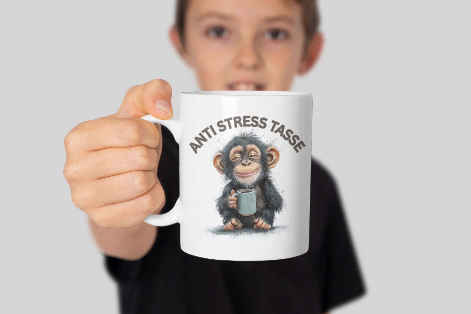 WS-Trend Tasse Anti Stress Schimpanse Kaffeetasse Teetasse Tasse Geschenkidee, Keramik