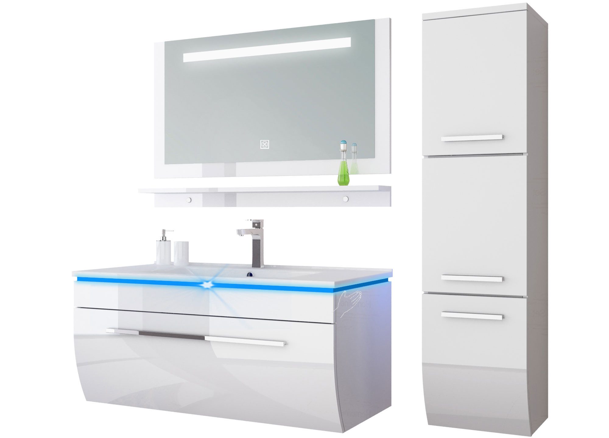 Homeline Badmöbel-Set Danny 90 -Weiss 1XH, (5-St)