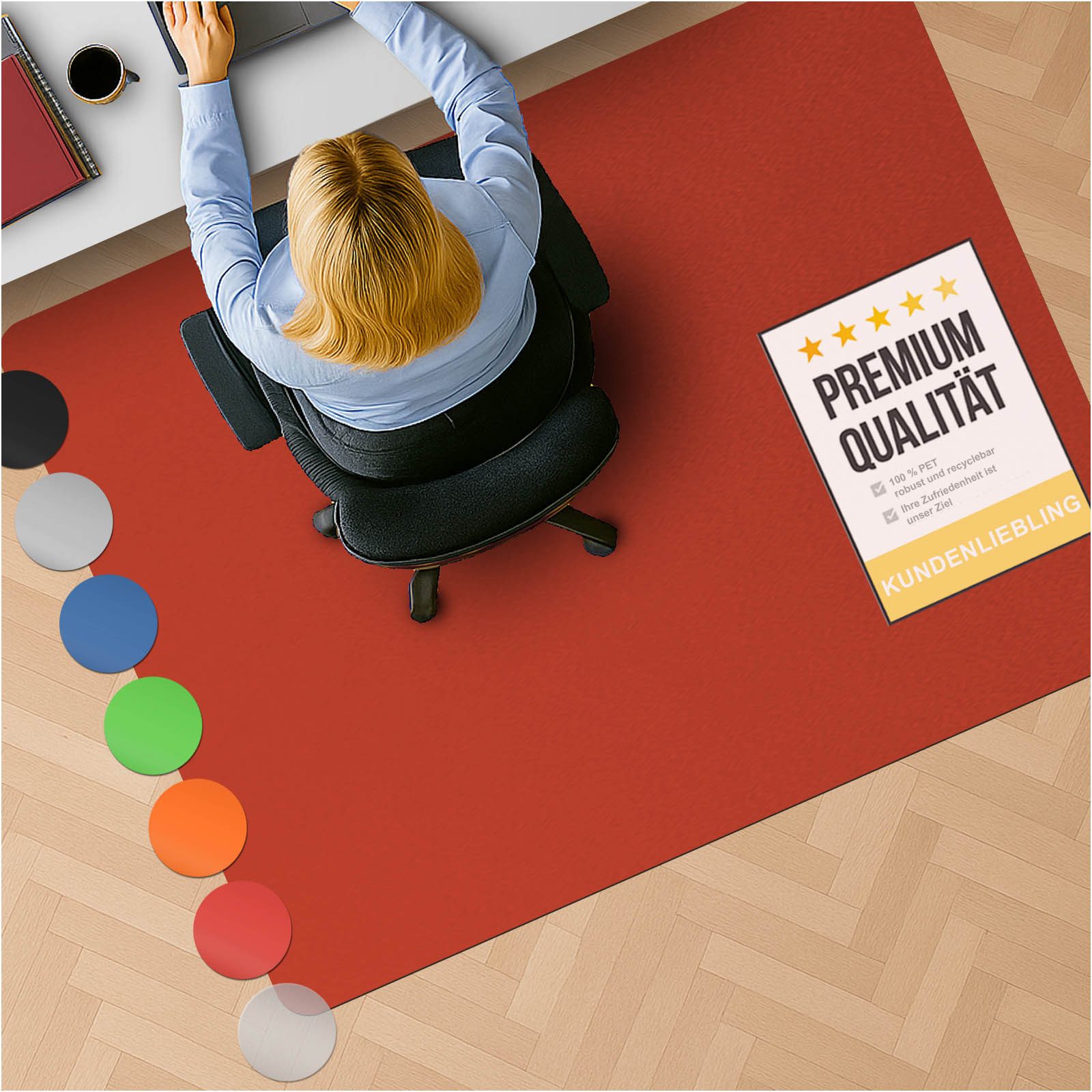 Nova Forma Bodenschutzmatte CHROMA, bunte Stuhlmatte in Trendfarben - Bodenschutz im Büro & Zuhause