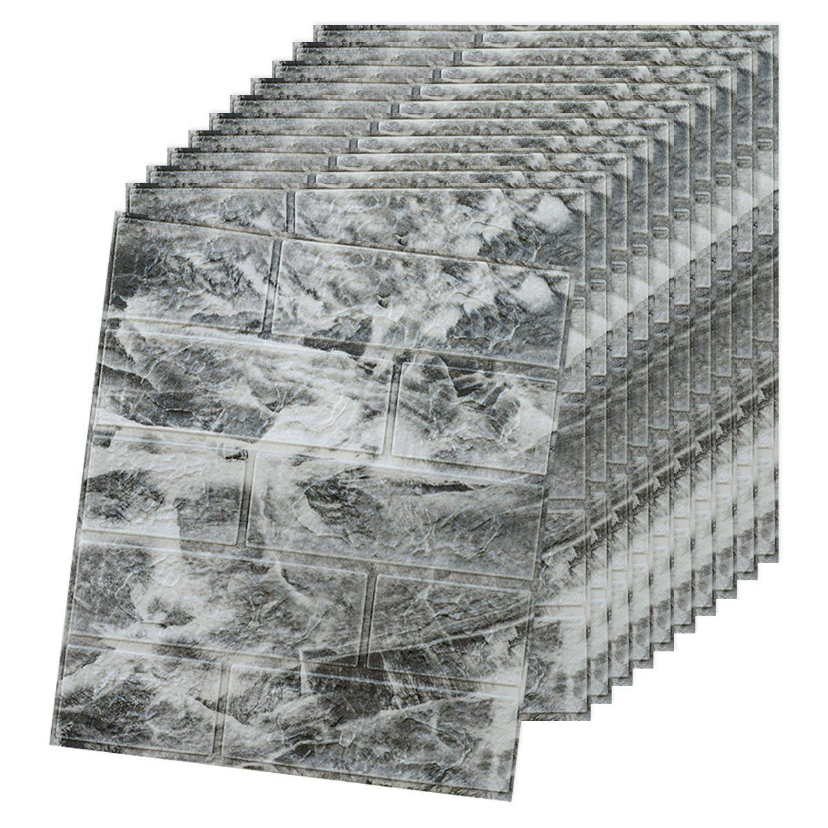 Jormftte Fototapete 3D-Ziegelstein-Tapete,schaum-Ziegelstein-Wandpaneele,für Schlafzimmer Schwarz