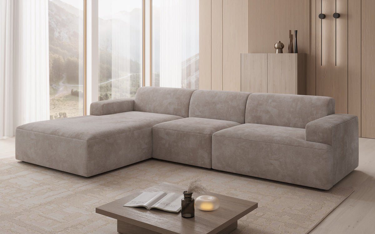 Luxusbetten24 Sofa Designer Sofa Monza L Maxi, in Cord, für bis zu 6 Personen