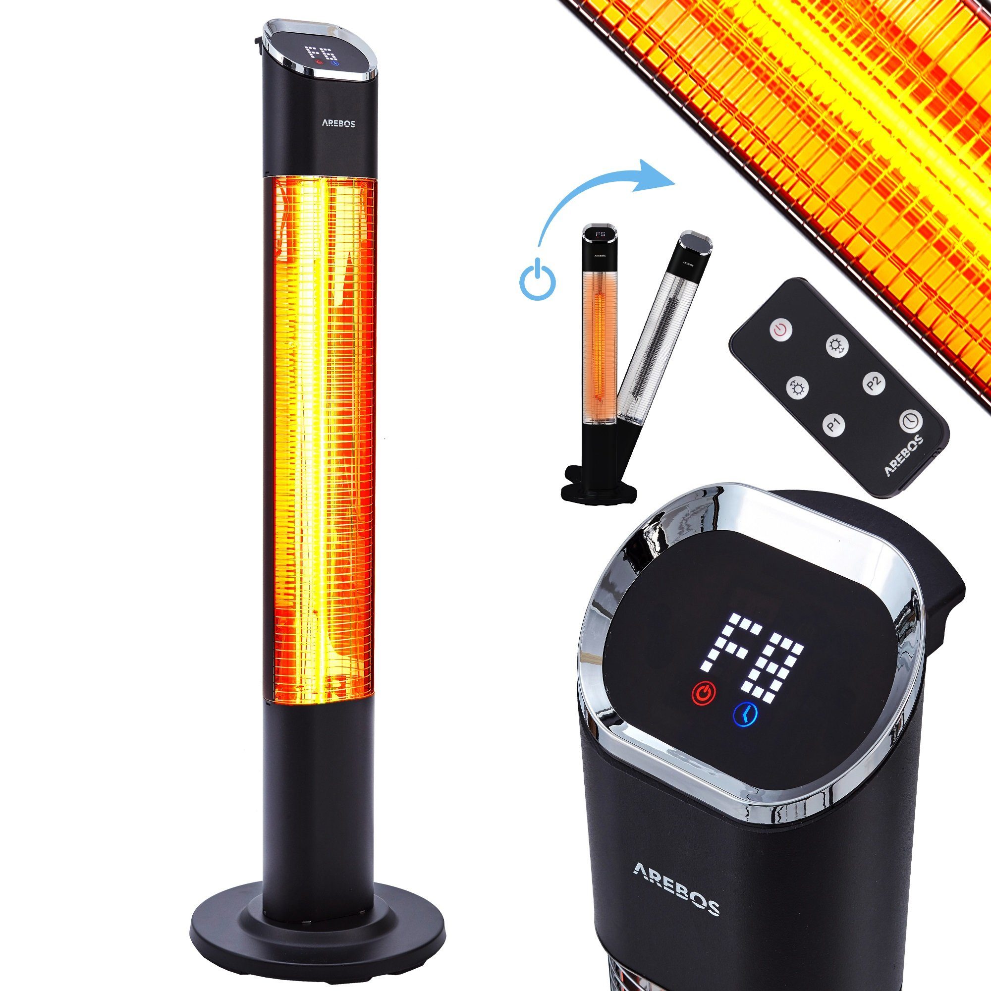 Arebos Terrassenstrahler 2000 Watt Stand Heizstrahler günstig online kaufen