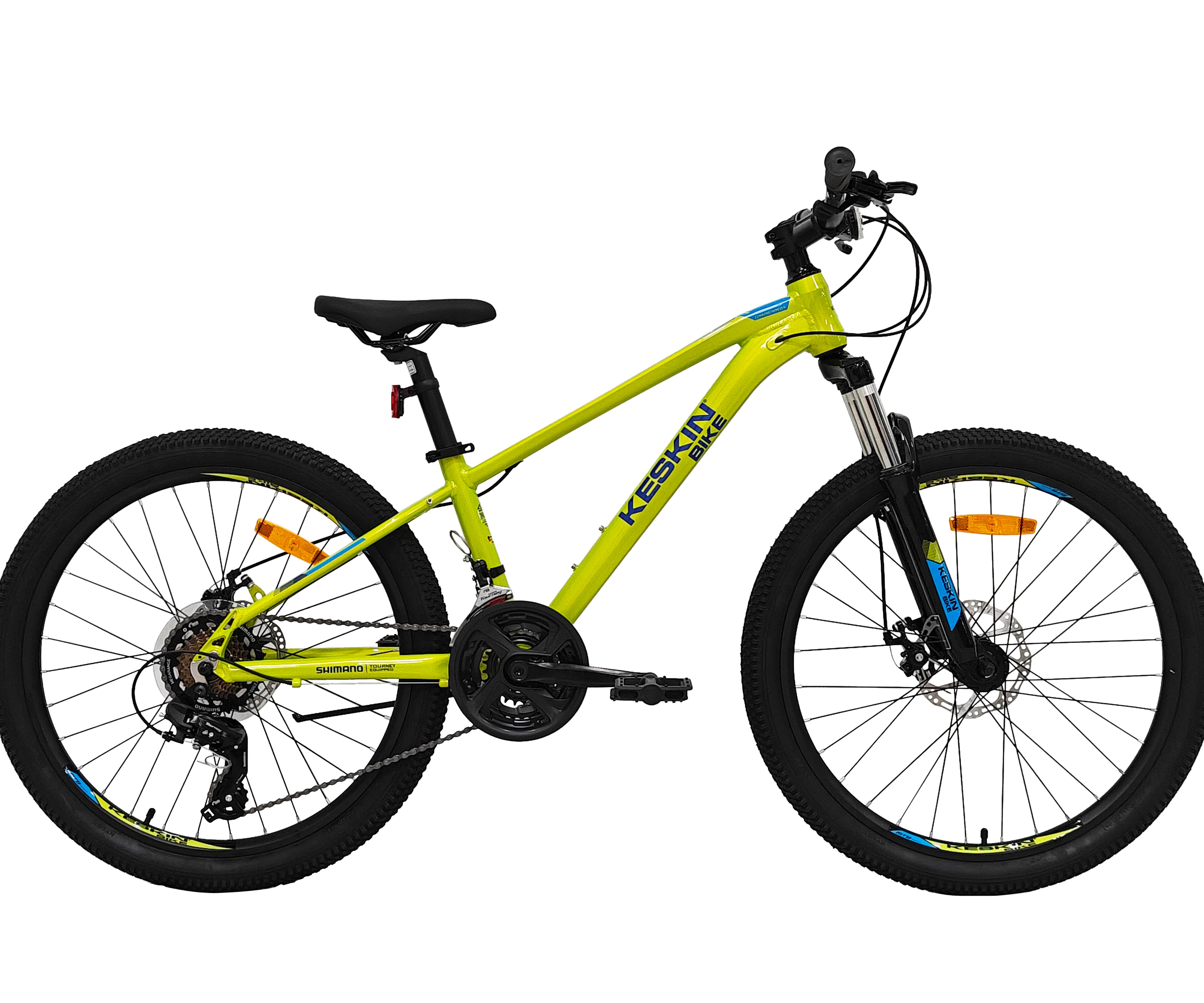 Keskin eBike Mountain Bike Keskin MTB1 – 24-inch Mountain Bike – lightweight aluminum frame, 21-speed Shimano RD-TY300/EF500 derailleur, derailleur gears, (aluminum frame, mechanical disc brakes), with 24" x 2.35" pneumatic tires, ideal for off-road and everyday use