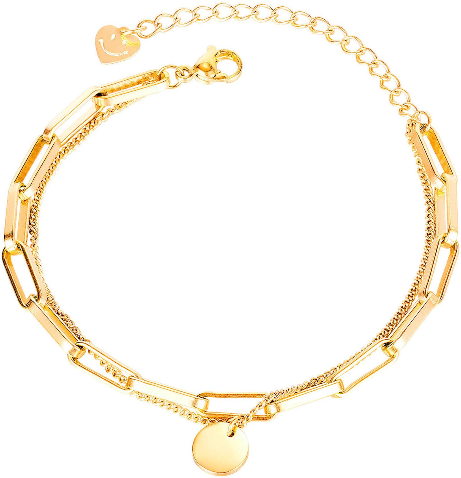 Firetti Armband Schmuck Geschenk Edelstahl Armschmuck Ankerkettengliederung Plättchen