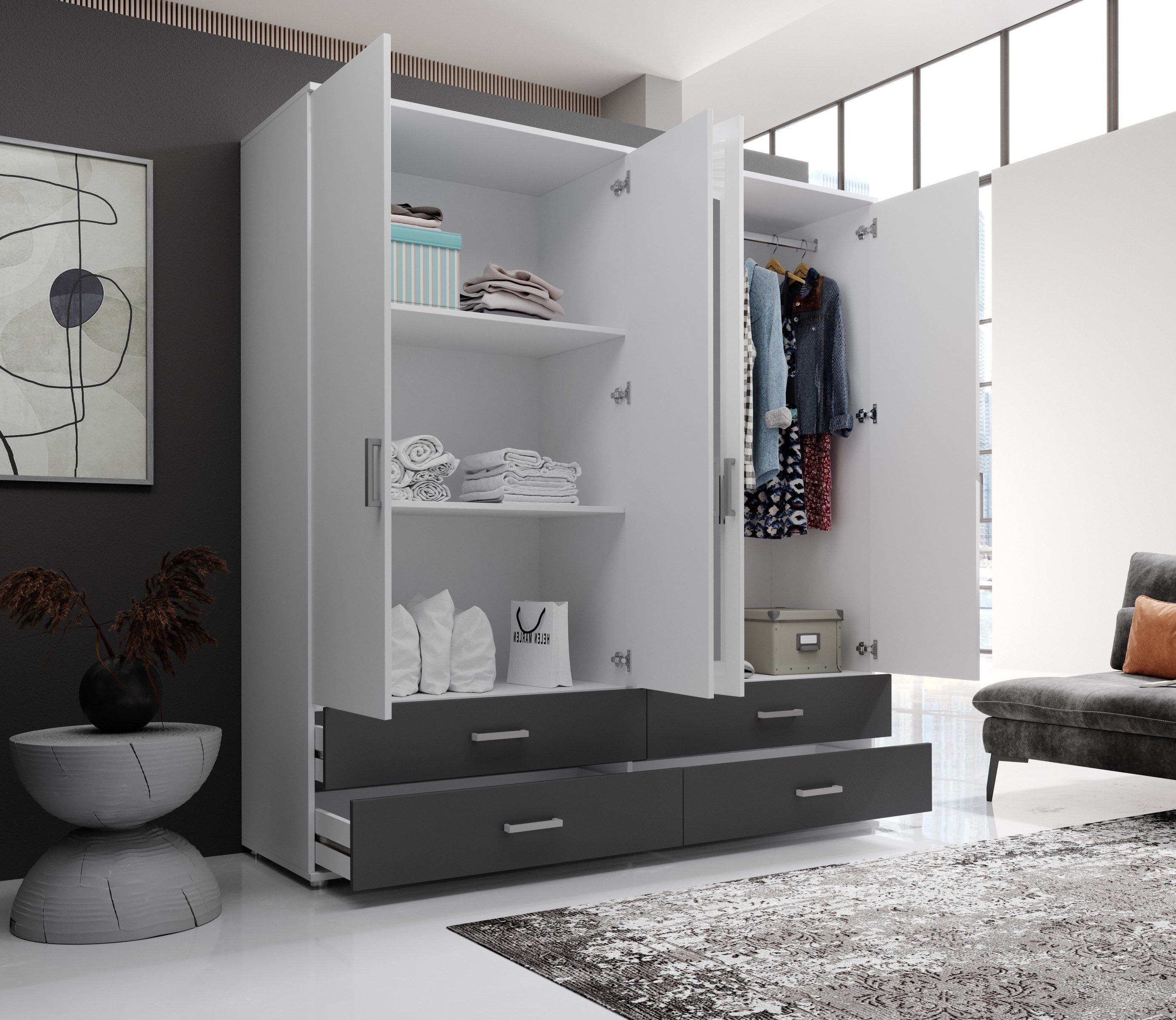 Pol-Power Kleiderschrank 180 x 190 x 51 cm (B/H/T)