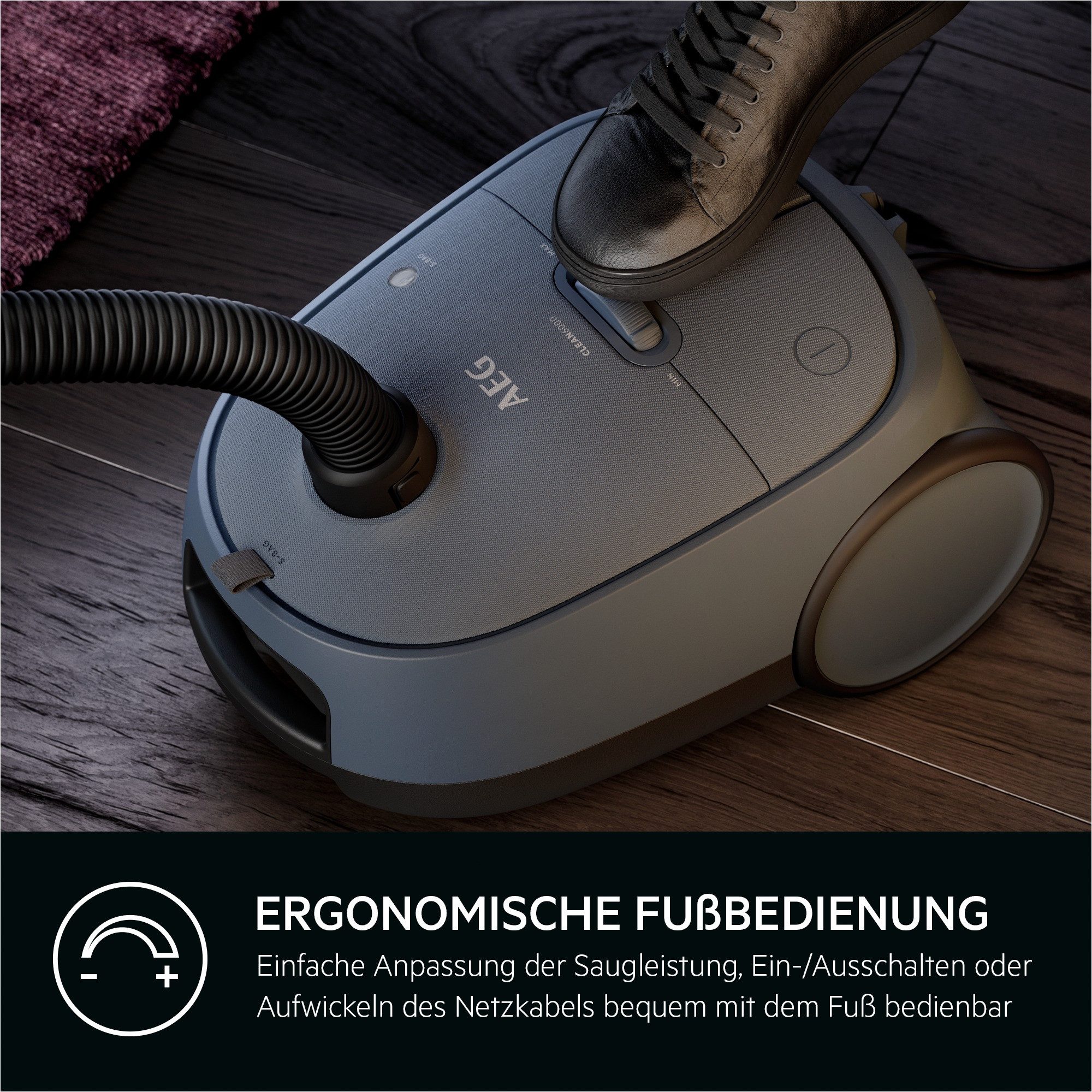 AEG Bodenstaubsauger CLEAN 6000 (AB61C2ÖKO/AB61C1WP/AB61C2DBS), hohe Saugleistung, 750 W, mit Beutel, inkl. Zusatzdüsen, 65 % Recyclingkunststoff