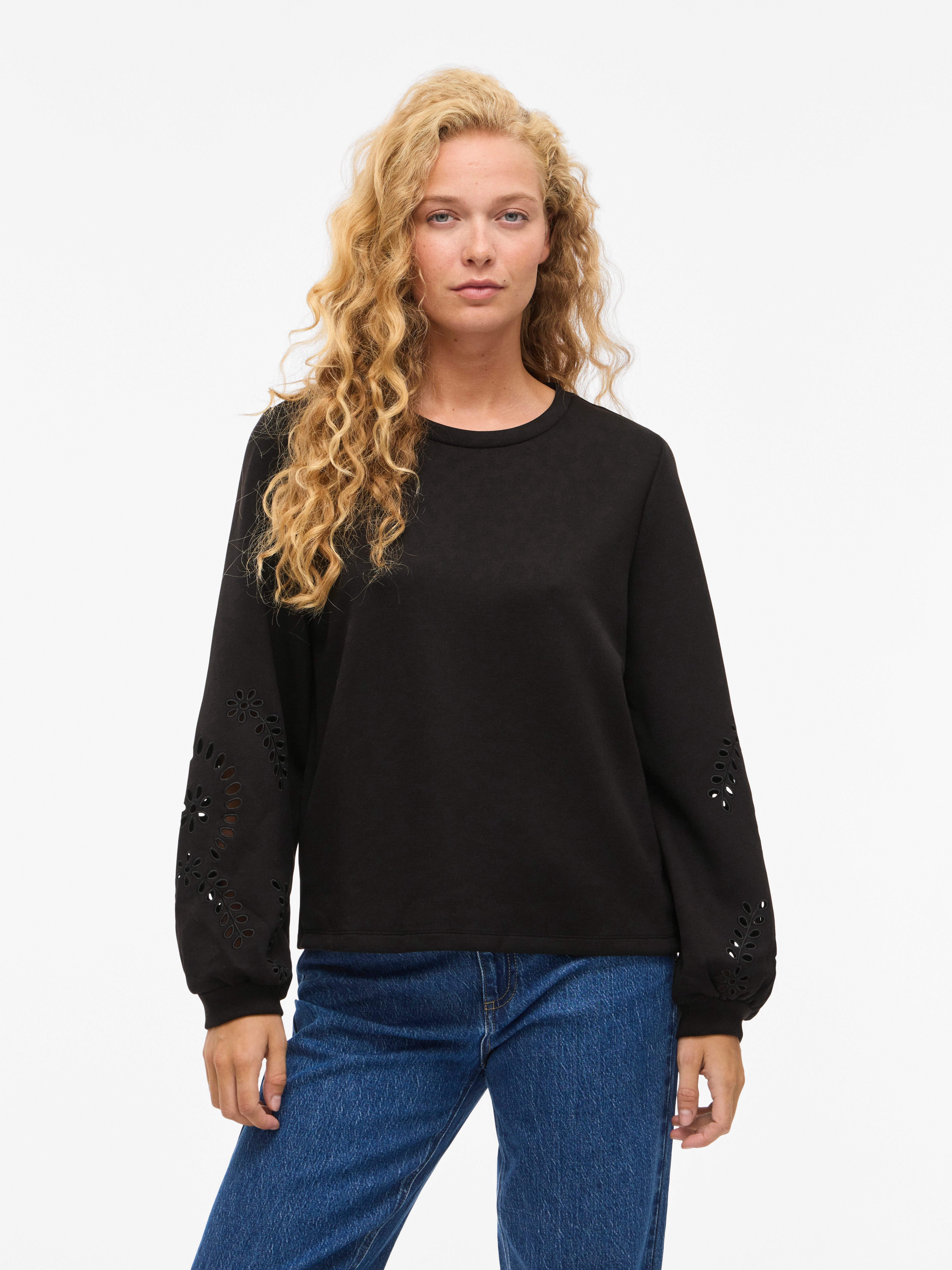 Vila Sweatshirt VISANDY L/S DETAIL SWEAT TOP - NOOS Viskosemischung, regular fit