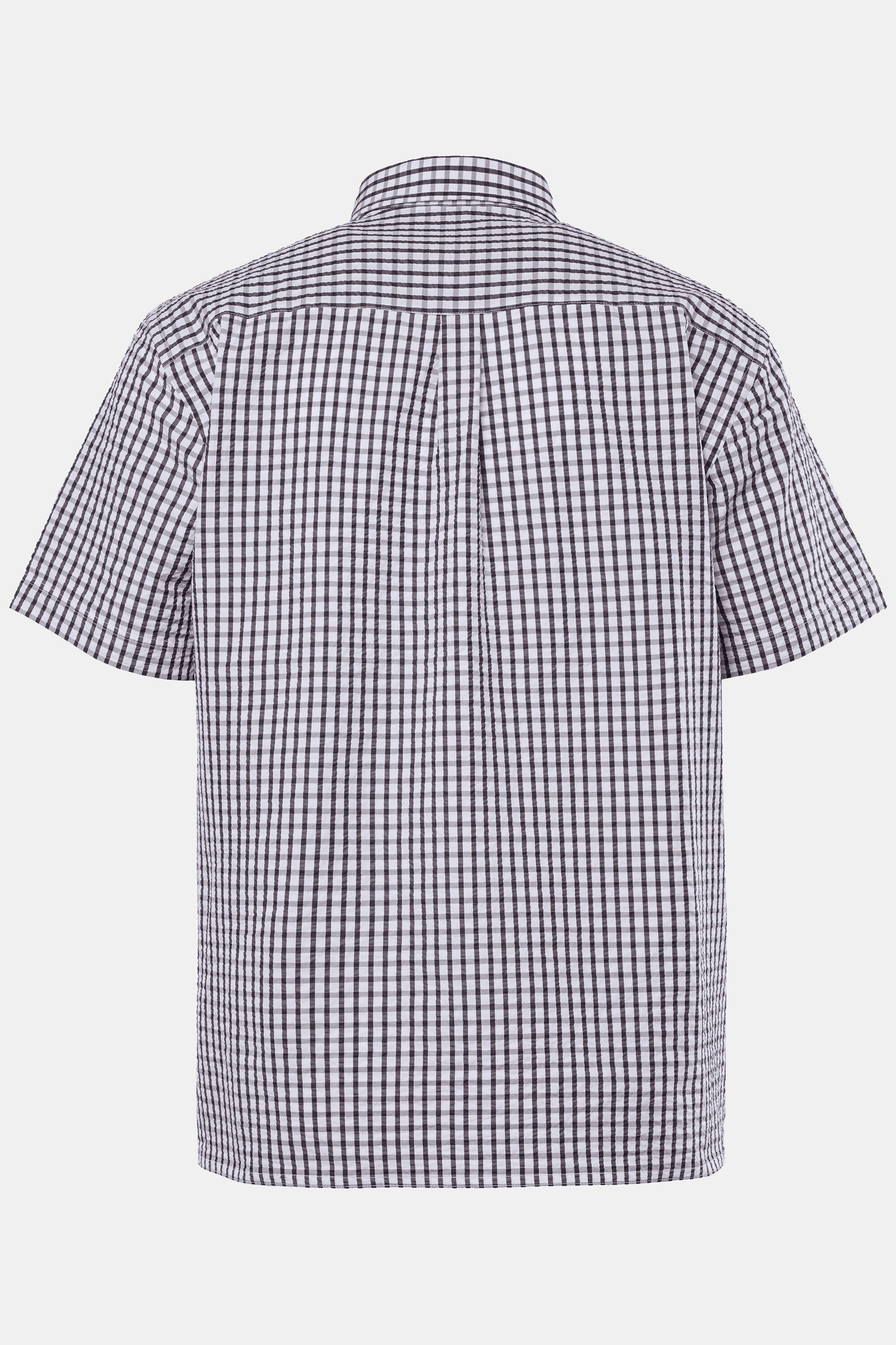 Men Plus Kurzarmhemd Karohemd Halbarm Seersucker Buttondown-Kragen