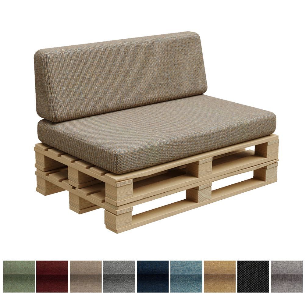 Palettenkissen PFBG Palettenkissen Gartenkissen für Garten, Balkon Terrasse, Maße Set (120x80 + 120x35)