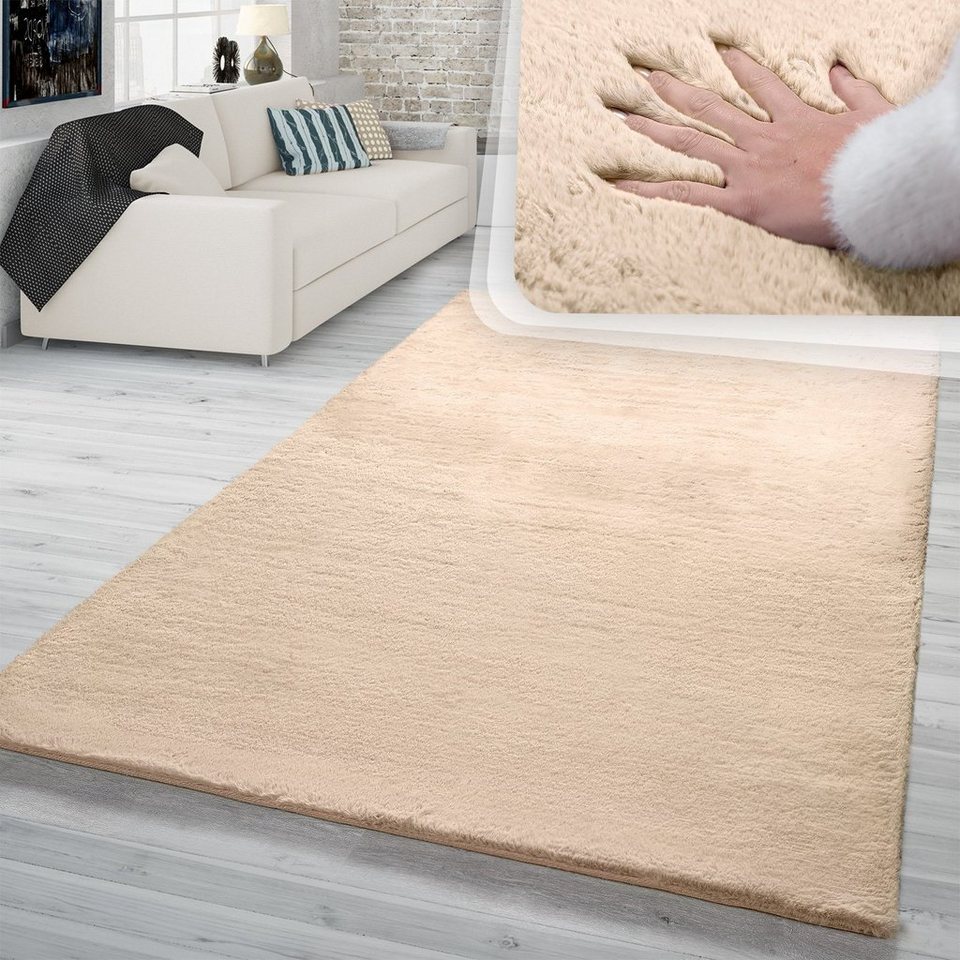 Fellteppich Hochflor Teppich Schlafzimmer Shaggy Kunstfell Flauschig, TT  Home, rechteckig, Höhe: 26 mm