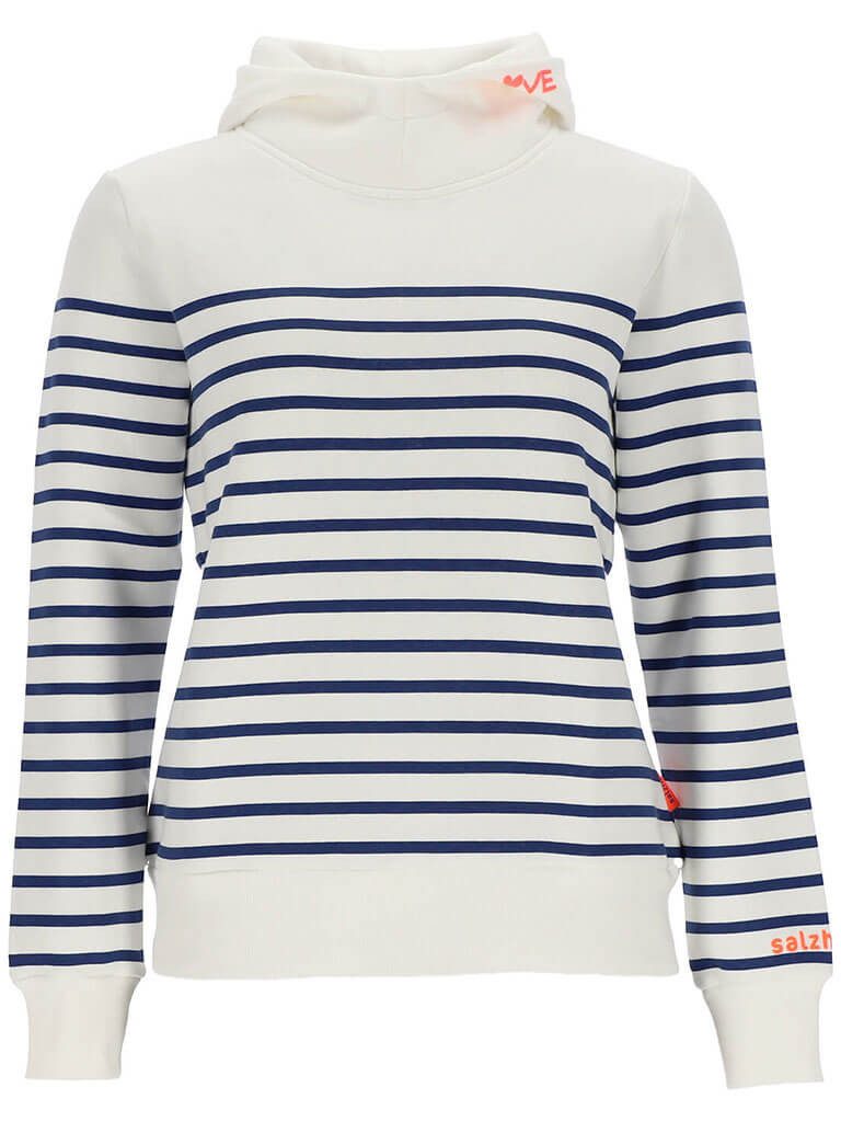salzhaut Kapuzenpullover Damen Hoodie Vasen mit Streifen und kleinem Love-P günstig online kaufen
