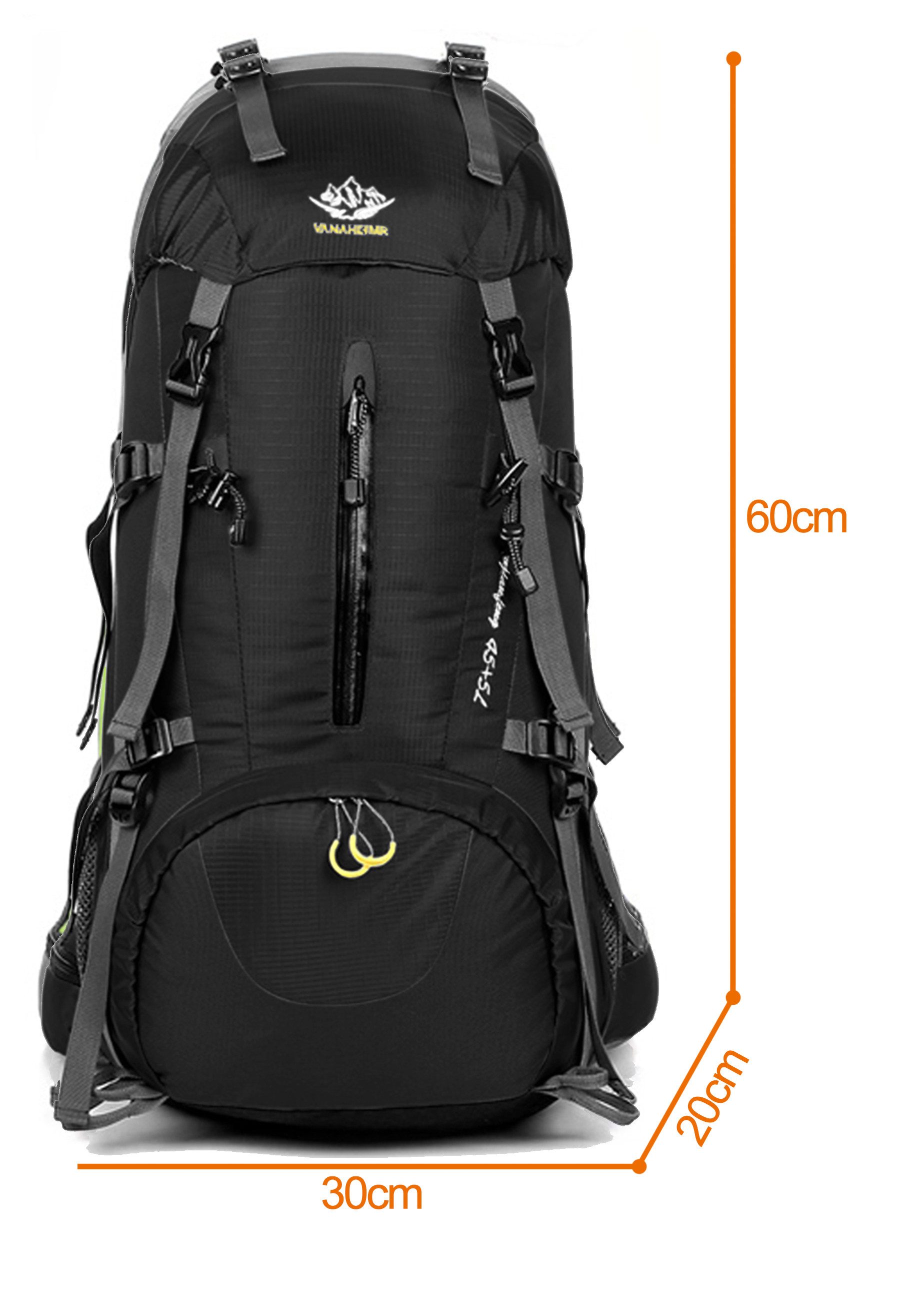RAIKOU Wanderrucksack 50L Trekkingrucksack Wasserdicht, Reisetasche Ultralight (Regenhülle, Hüftgurt mit praktischen Taschen), Atmungsaktives Tragesystem