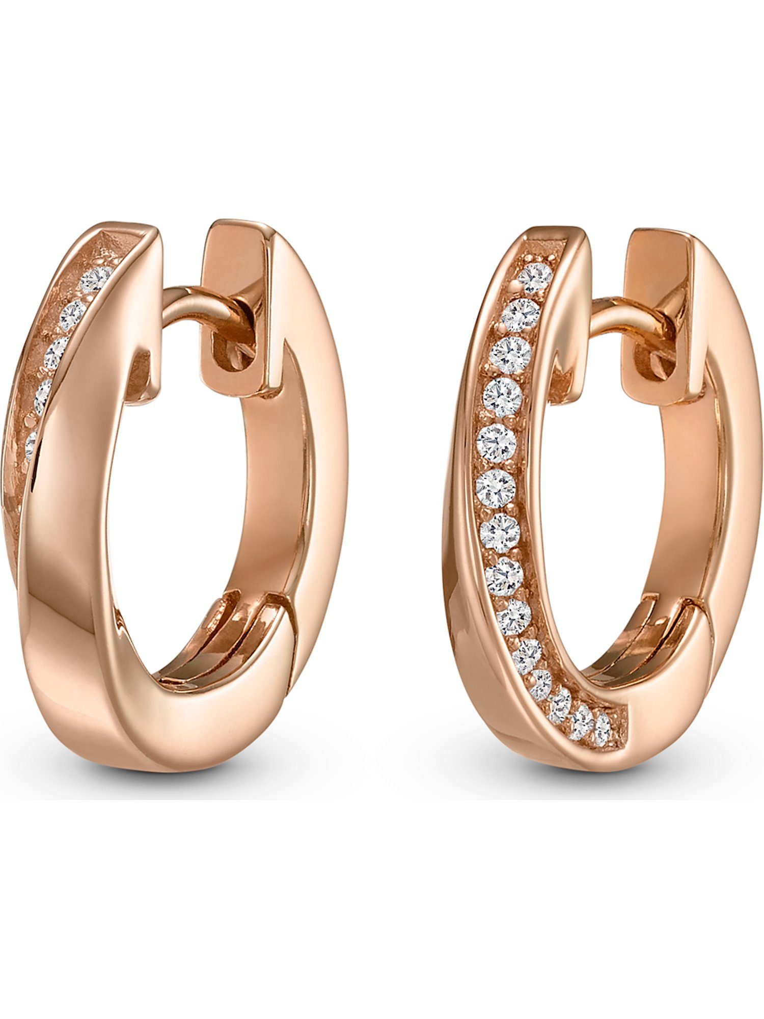 JETTE Paar Creolen JETTE Damen-Creolen 925er Silber 28 Zirkonia (Paar), TWISTED