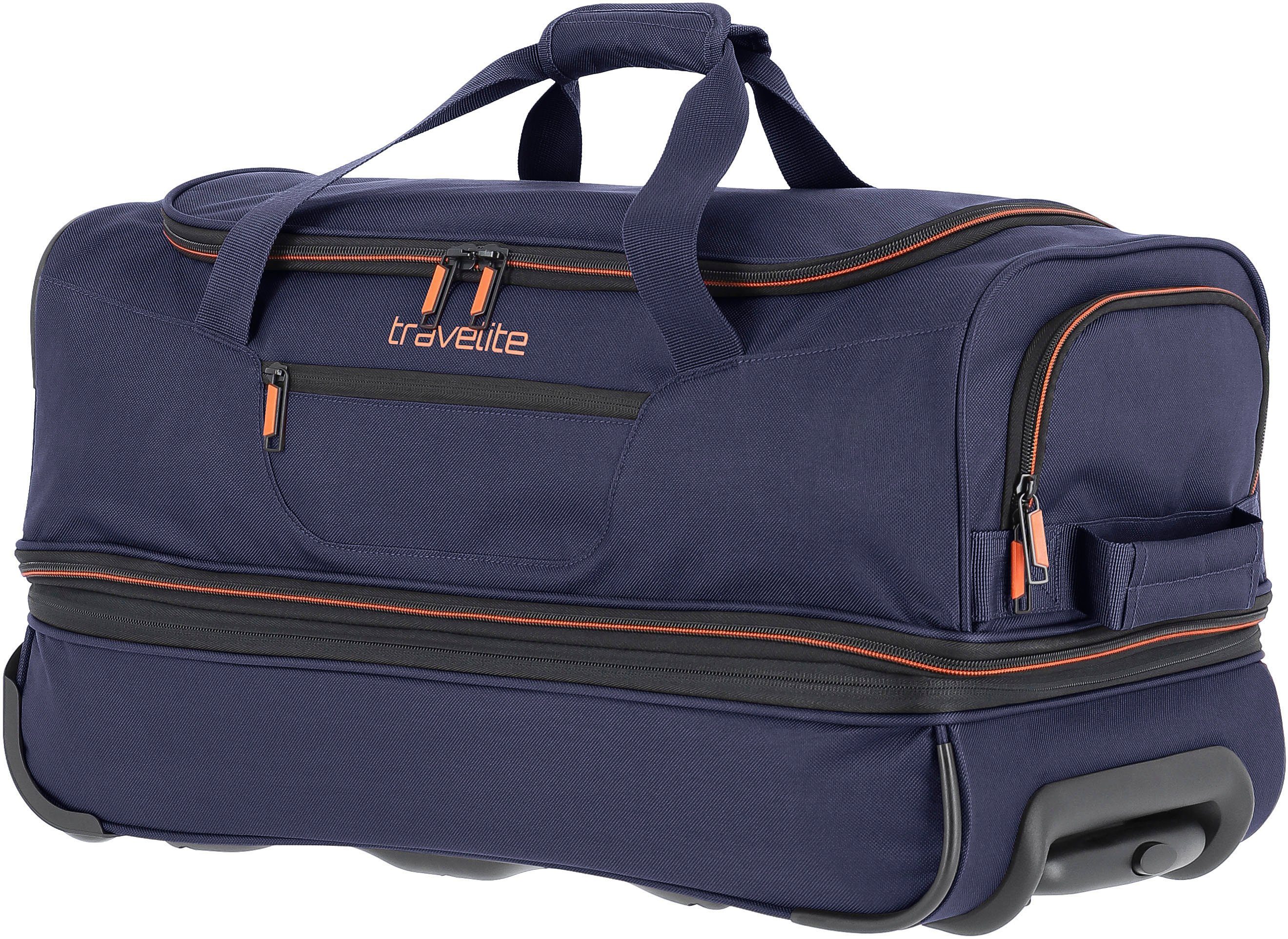 travelite mit Rollen Basics, 55 cm, marine/orange, Reisetasche
