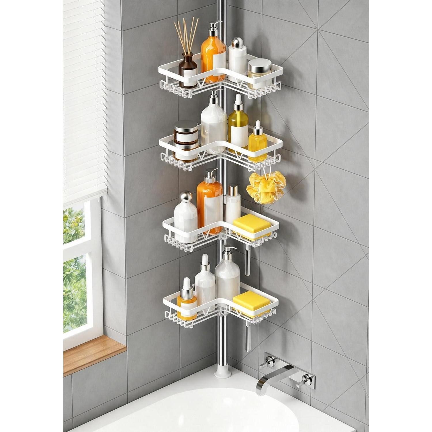 LuxusKollektion Teleskopregal Teleskop Duschregal Weiß Höhe 63,5-290cm, 1-tlg.