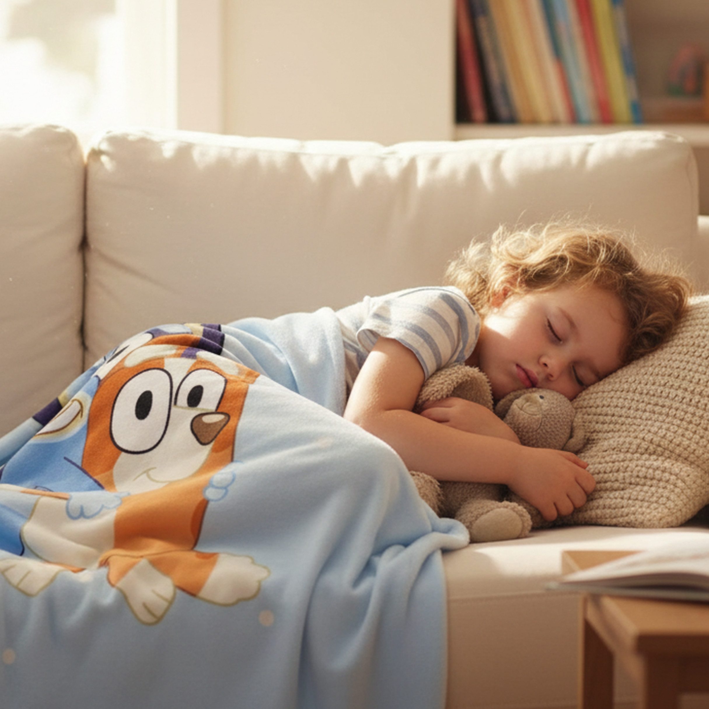 Kinderdecke Bluey & Bingo flauschige Kuscheldecke für Kinder mit Bluey Motiv, MTOnlinehandel, Superweiche Fleecedecke für gemütliche Kuschelmomente – Bild 5 von 5