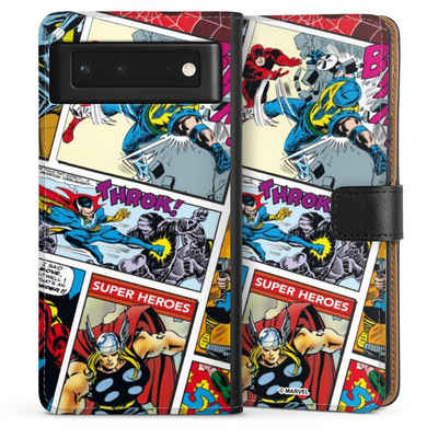 DeinDesign Handyhülle Marvel Retro Comic Blue, Google Pixel 6 Hülle Handy Flip Case Wallet Cover Handytasche Leder