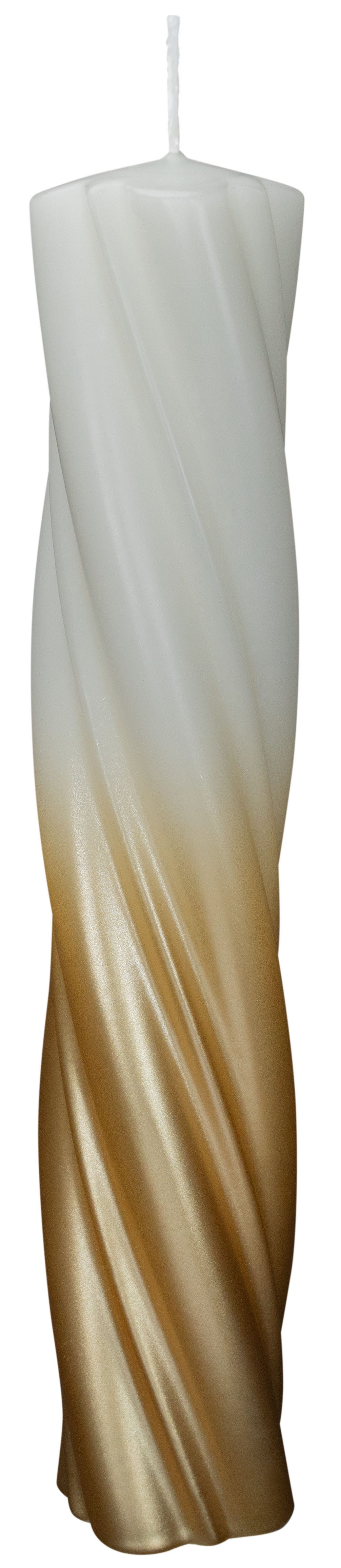 Wiedemann Kerzen Stumpenkerze Kerzen Elegant Twist Wollweiß-Gold 300 x Ø 60 mm, 1 Stück
