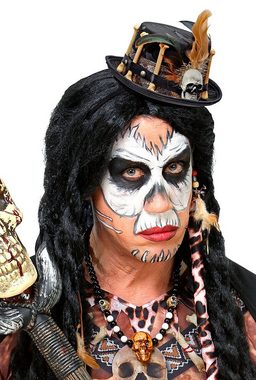 Karneval-Klamotten Kostüm Tag der Toten Hut Haarreif Halloweenhut Totenkopf, Voodoo Mini Hut Damen Herren mit Knochen und Totenkopf