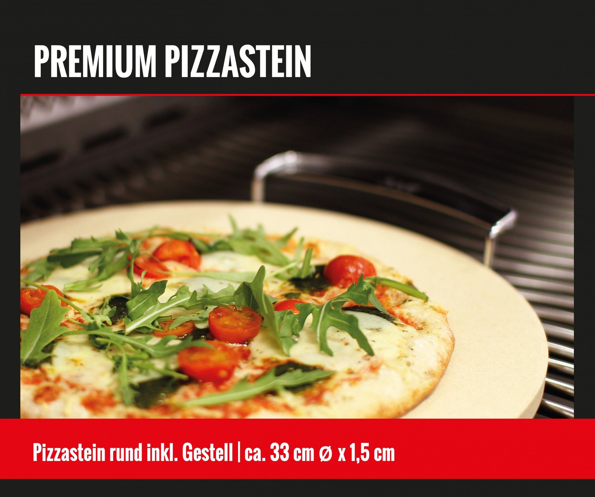 Premium Pizzastein, Pizzastein BlueCraft inkl. Gestell Coderit,