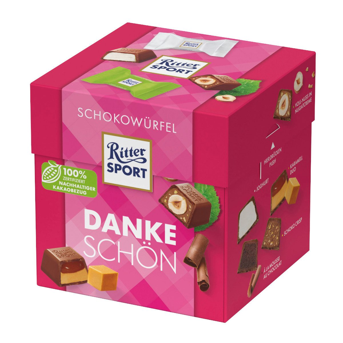 Ritter SPORT Schokolade, Ritter Sport Schokowürfel Dankeschön Box Mischung Packung 176g