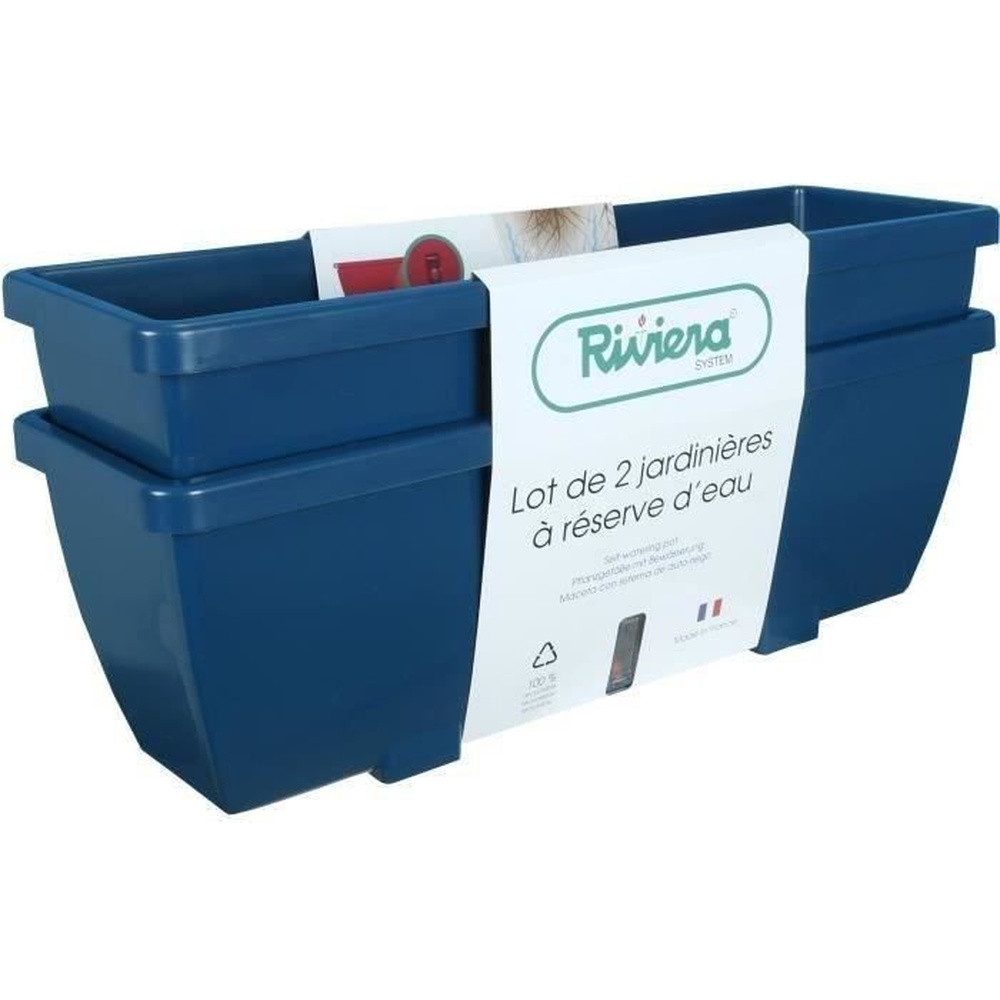 Riviera System Balkonkasten RIVIERA EVA Blumenkasten – 2er-Set – Kunststoff – 57 cm – Blau