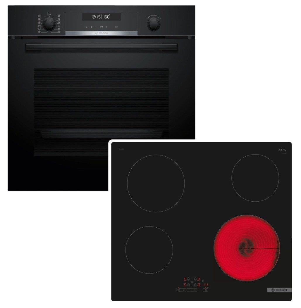 BOSCH Backofen-Set Einbaubackofen Air Fry Pyrolyse + Glaskeramik Kochfeld TouchSelect, mit Nein, Pyrolyse-Selbstreinigung Hydrolyse