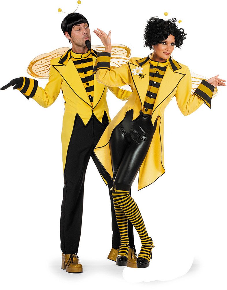 Karneval-Klamotten Kostüm Biene Herren Bienenfrack mit Flügel und Haarreif, Frack Biene Tierkostüm Partnerkostüm große Größe hochwertig Karneval