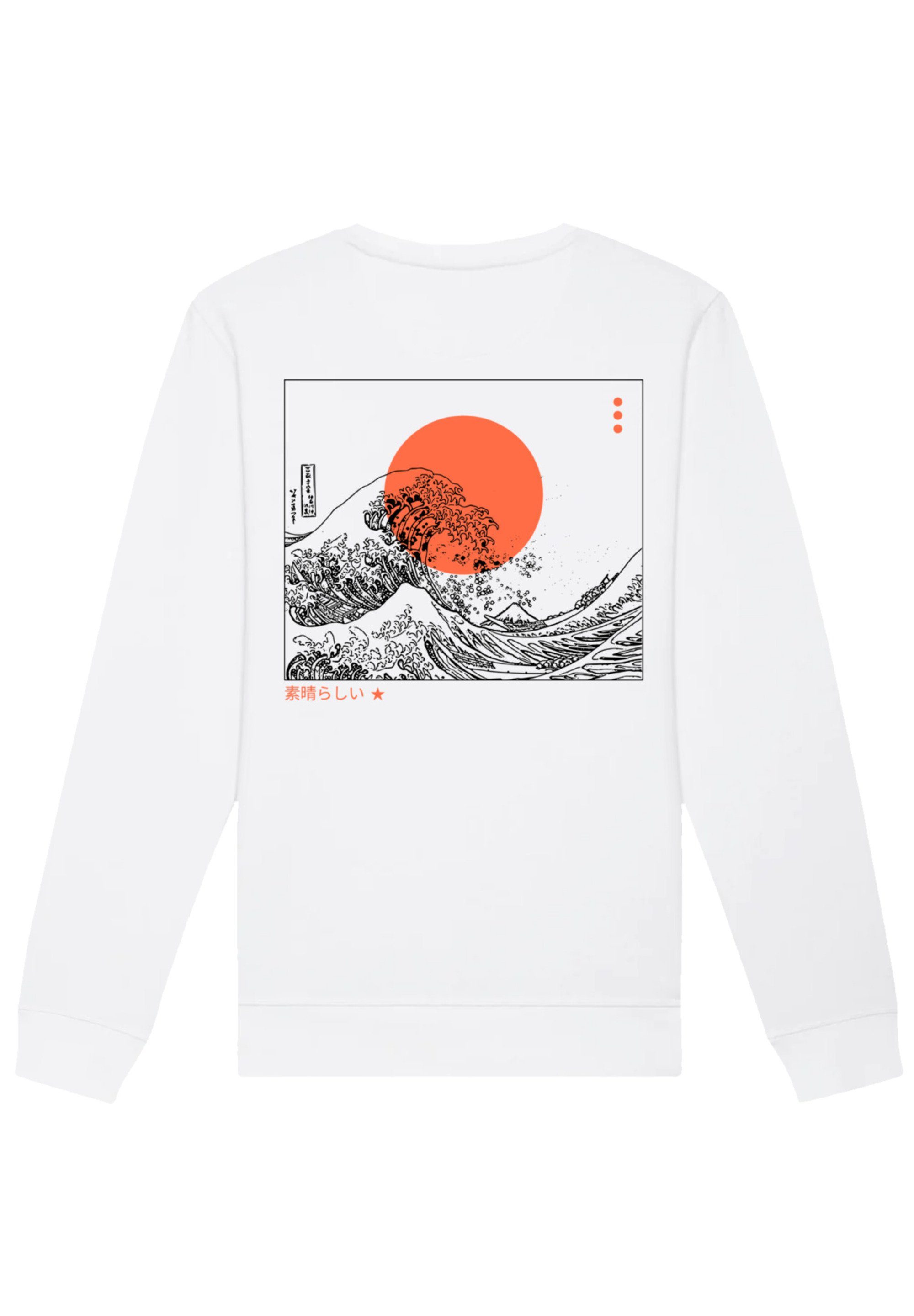 F4NT4STIC Sweatshirt Kanagawa Welle Japan Print weiß