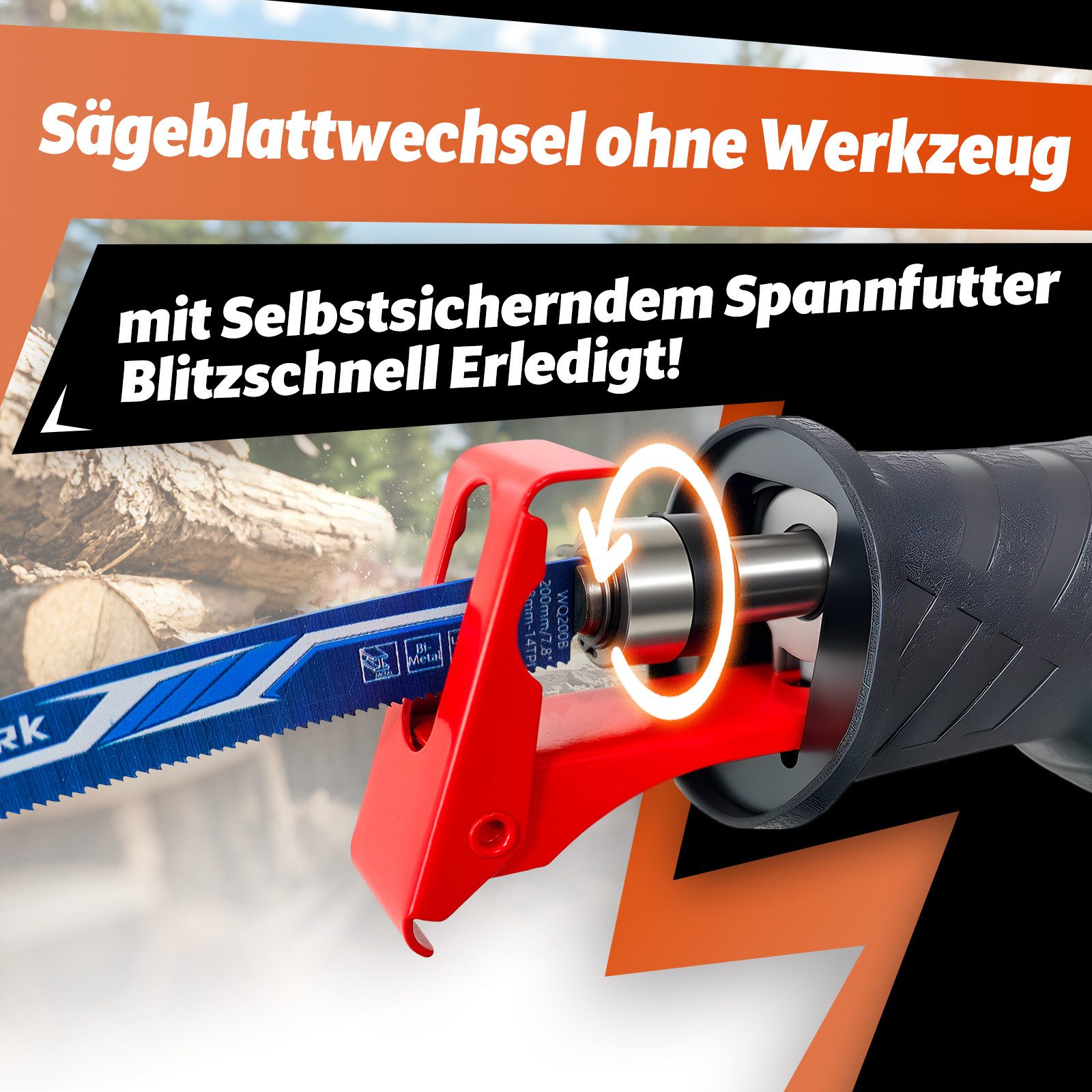 Fanztool Säbelsäge 1100W Leistungsstarke mit 0–2500 SPM, LED, inkl. Sägeblatt